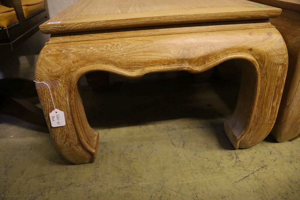 A pair of Chinese style low tables, width 67cm, height 47cm